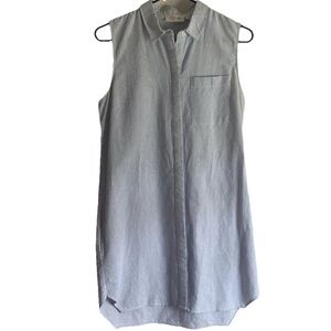 RD Style Women’s Sleeveless Cotton ButtonUp Blue & White Pinstripe Dress